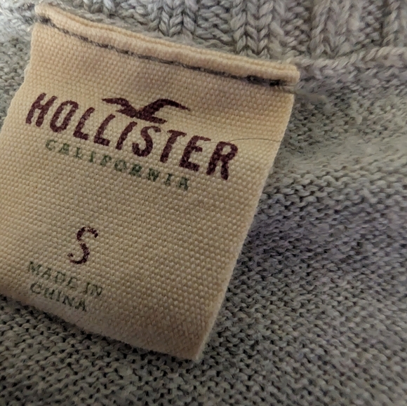 Hollister Unisex V-Neck Cotton Blend Sweater Size Small Heather Grey Y2K - Picture 6 of 11